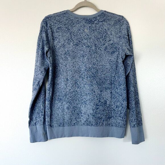EUC Lululemon Swiftly Breathe Long Sleeve Shirt Blue Pattern Women’s Size 6 Run - Picture 8 of 10